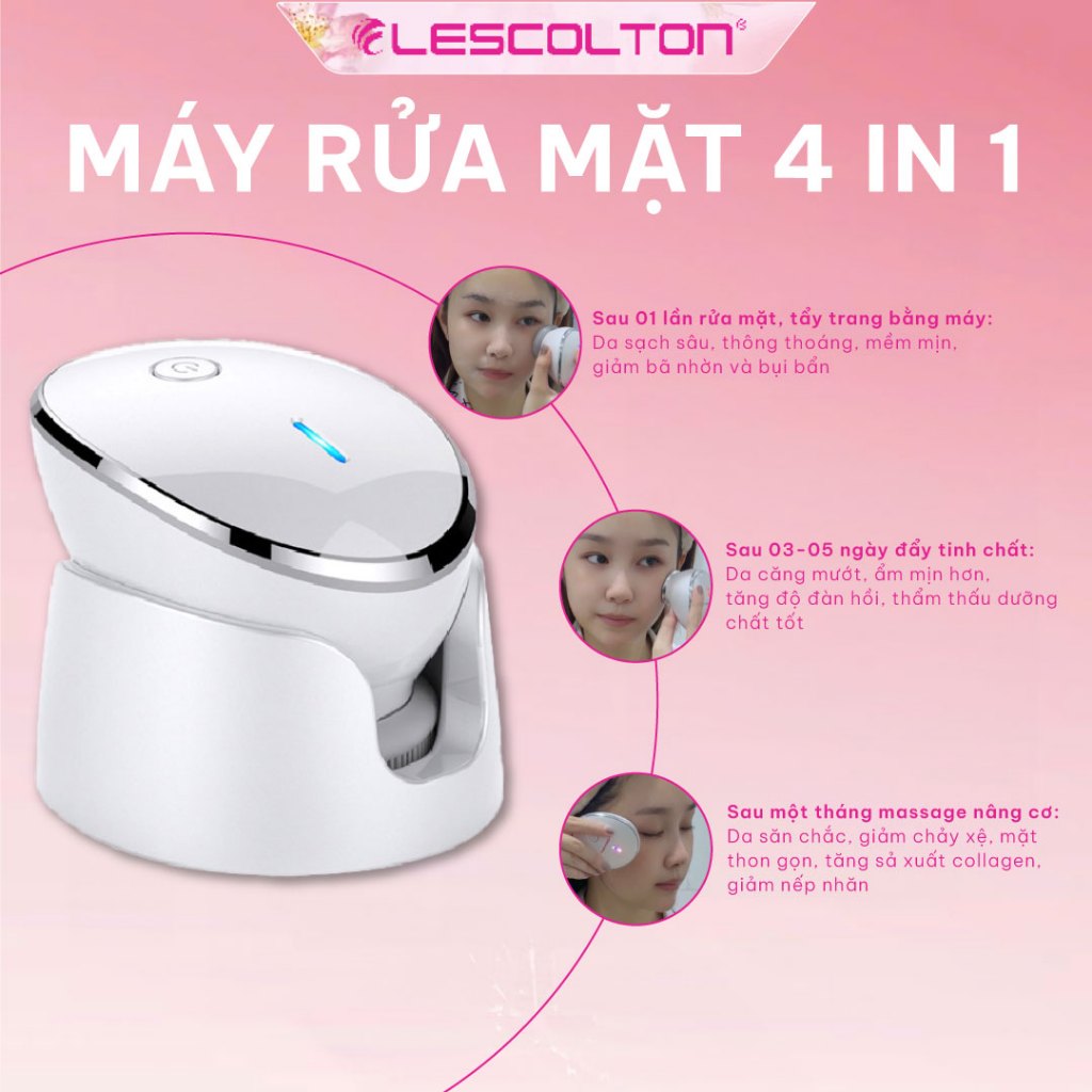 Ảnh Máy đẩy tinh chất nâng cơ, máy rửa mặt - massage mặt 4in1 Lescolton vô cùng tiện lợi thế hệ 2025 - BẢO HÀNH 1 NĂM 4