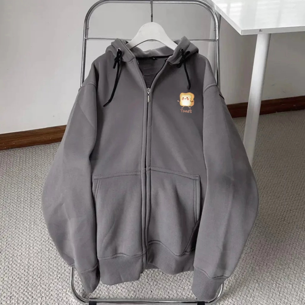 Áo Khoác Trẻ Em Chất Vải Cotton Mềm Mịn Co Giãn, Hình Bánh Mì Toast Đáng Yêu Dành Cho Bé