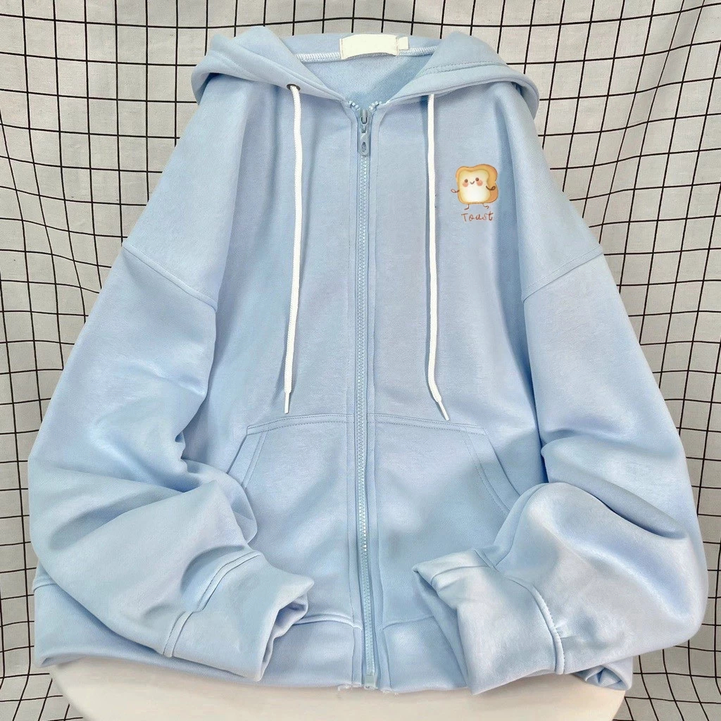 Áo Khoác Trẻ Em Chất Vải Cotton Mềm Mịn Co Giãn, Hình Bánh Mì Toast Đáng Yêu Dành Cho Bé