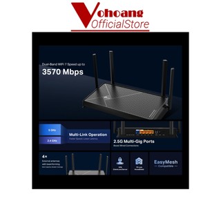 Router WiFi 7 TP-Link Archer BE230 Băng Tần Kép BE3600 siêu tốc độ - Hàng chính hãng Wifi 7 đầu tiên