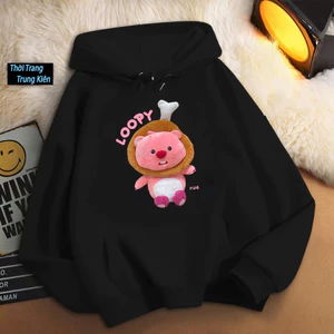Hoodie Trẻ Em Chất Vải Nỉ Cotton Mềm Mịn Ấm Áp, Hình Chuột Đùi Gà Loopy Đáng Yêu Dành Cho Bé (M 136)