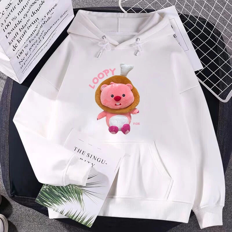 Hoodie Trẻ Em Chất Vải Nỉ Cotton Mềm Mịn Ấm Áp, Hình Chuột Đùi Gà Loopy Đáng Yêu Dành Cho Bé (M 136)
