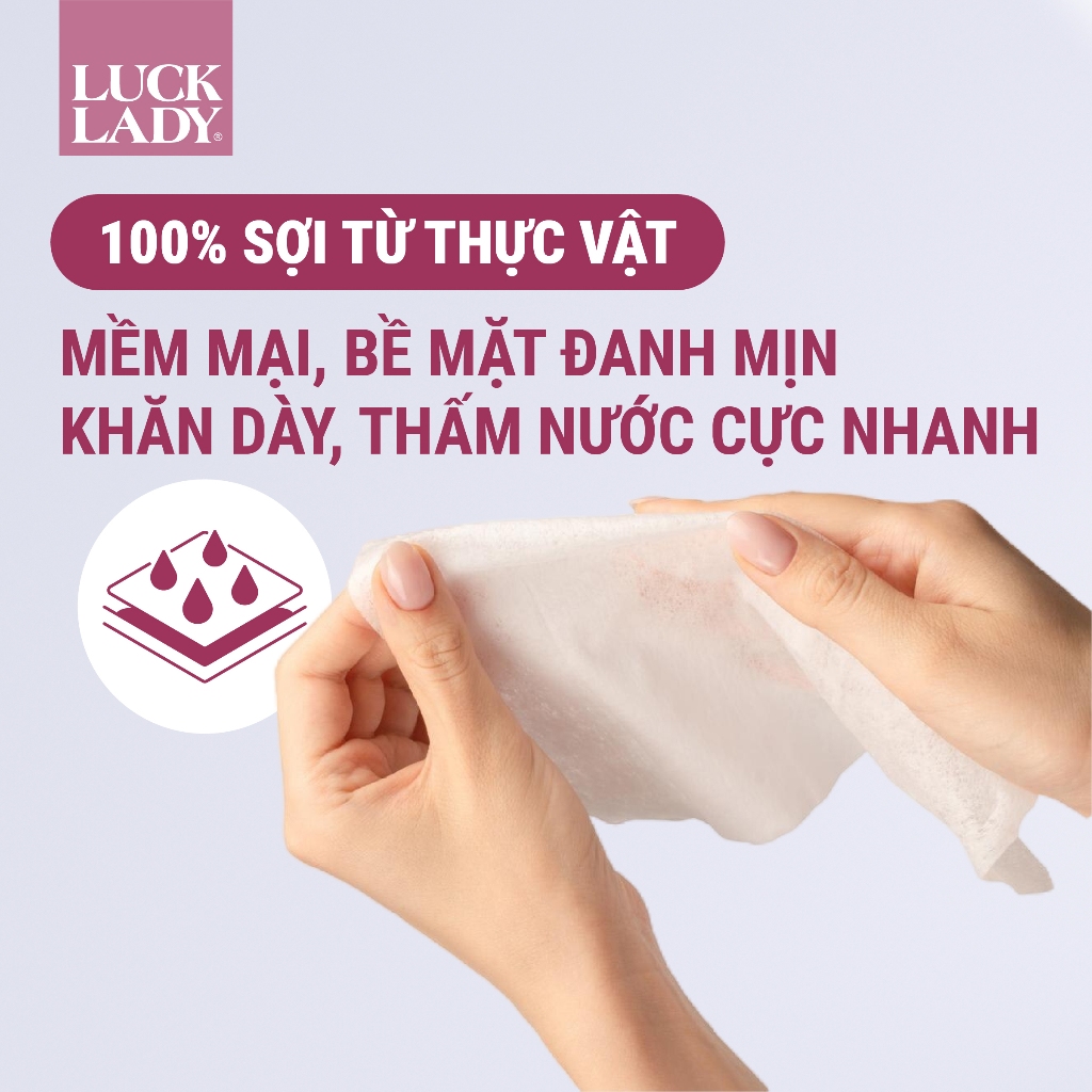 [MUA 3 TẶNG 5] MUA 3 túi khăn giấy, khăn mặt dùng một lần Luck Lady 80 tờ TẶNG 5 gói khăn ướt Luck Lady mini 10 tờ