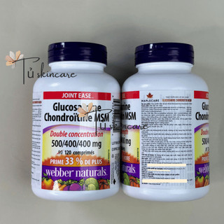 Viên Uống Giảm Đau Khớp, Sụn Webber Naturals Glucosamine Chondroitin MSM 500/400/400mg Double Strength 120 Viên