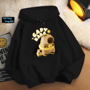 Áo Hoodie Có Túi Dành Cho Bé Hình Capy Bara Đeo Phao Vịt Đáng Yêu Hot Trend Chất Vải Nỉ Cotton (M 155)