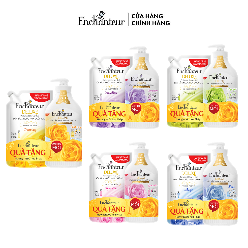 Ảnh Sữa tắm hương nước hoa Pháp Enchanteur Deluxe 650g - Lưu hương 24H (Tặng mùi ngẫu nhiên) 1