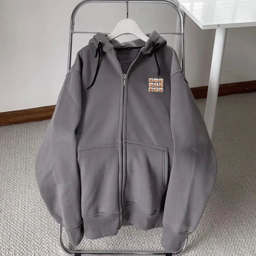 Áo Khóa Hoodie Cho Bé Từ 10-60kg- Phong Cách Hàn Quốc, Chất Vải Nỉ Cotton, Hình Capy Bara Dễ Thương