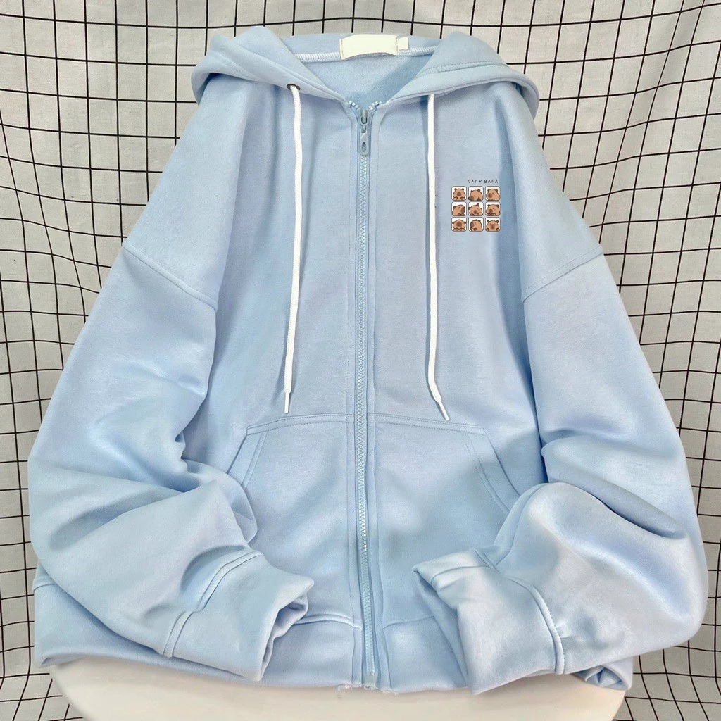 Áo Khóa Hoodie Cho Bé Từ 10-60kg- Phong Cách Hàn Quốc, Chất Vải Nỉ Cotton, Hình Capy Bara Dễ Thương