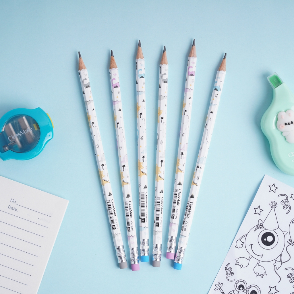 Hộp Bút Chì Gỗ Có Tẩy 2B 4B 6B CLASSMATE Nét Bút Mịn, Hình Dáng Đơn Giản , Dùng Để Luyện Chữ Cho Học Sinh CL-PC403/412