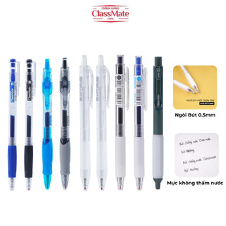 Bút Gel Bấm CLASSMATE Ngòi 0.5mm, Bút Gel Mực Xanh Đen Không Thấm Nước Cho Học Sinh Ghi Chép, Làm Bài