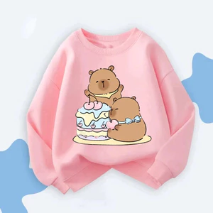 Áo Sweater Thích Hợp Mặc Vào Thu Đông, Chất Vải Nỉ Cotton Hình CapyBara Ôm Bánh Kem Siêu Yêu (M 119)