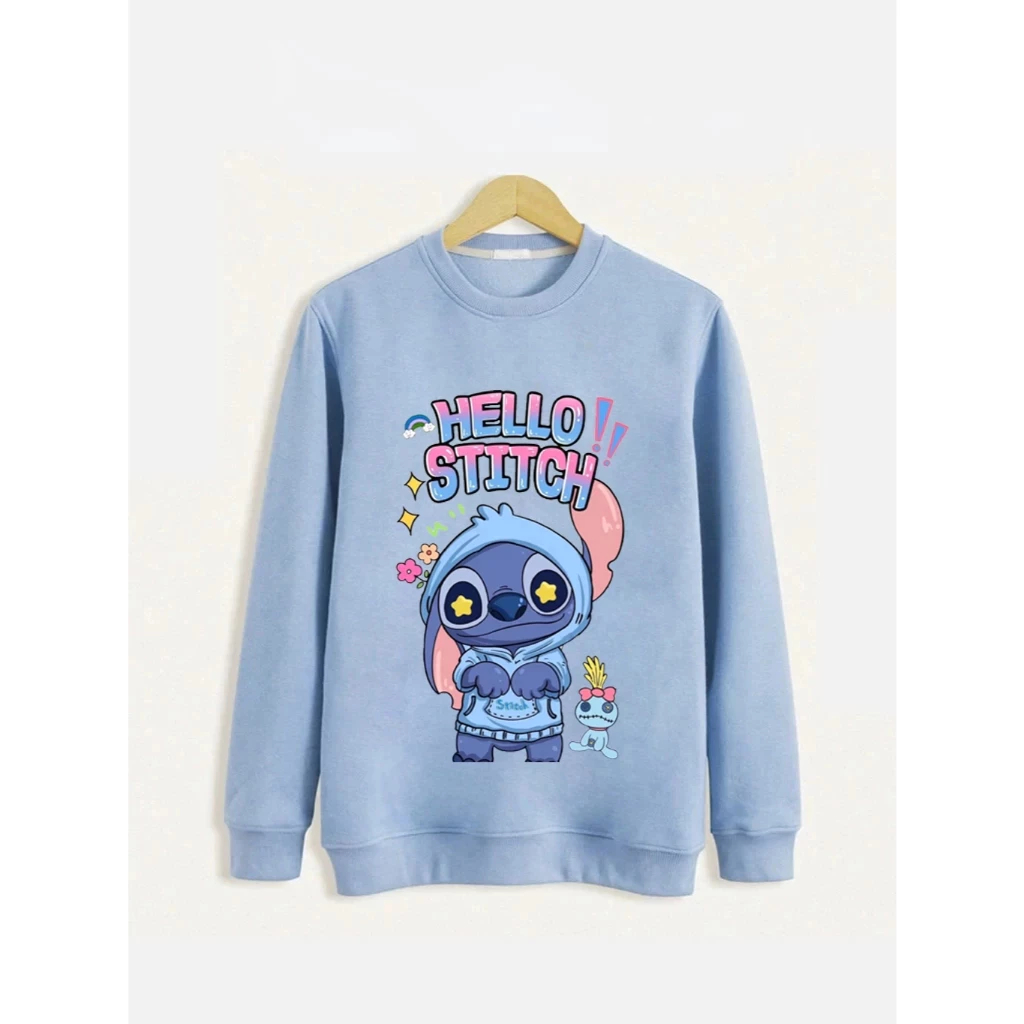 Áo Sweater - Phong Cách Hàn Quốc, Hình Gấu Xanh Hello Stitch Siêu Đáng Yêu Dành Cho Các Bé (M 134)