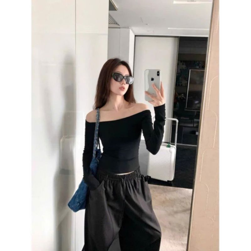 Áo Thun Nữ Trễ Vai Dài Tay Ôm Sát Tôn Dáng Basic Áo Kiểu Trễ Vai Dài Tay SeXy TingTing 88