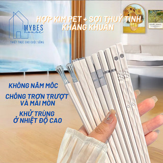 Bộ 5 đôi đũa hợp kim sợi thuỷ tinh kháng khuẩn không nấm mốc chịu được nhiệt độ cao hiện đại sang trọng