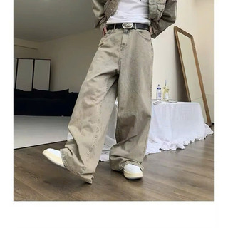 Sét Denim Jeans Nam Nữ Form Rộng Dáng Suông Màu Nude Trẻ Trung, Thời Trang Unisex