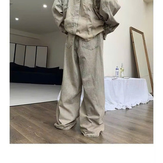 Sét Denim Jeans Nam Nữ Form Rộng Dáng Suông Màu Nude Trẻ Trung, Thời Trang Unisex