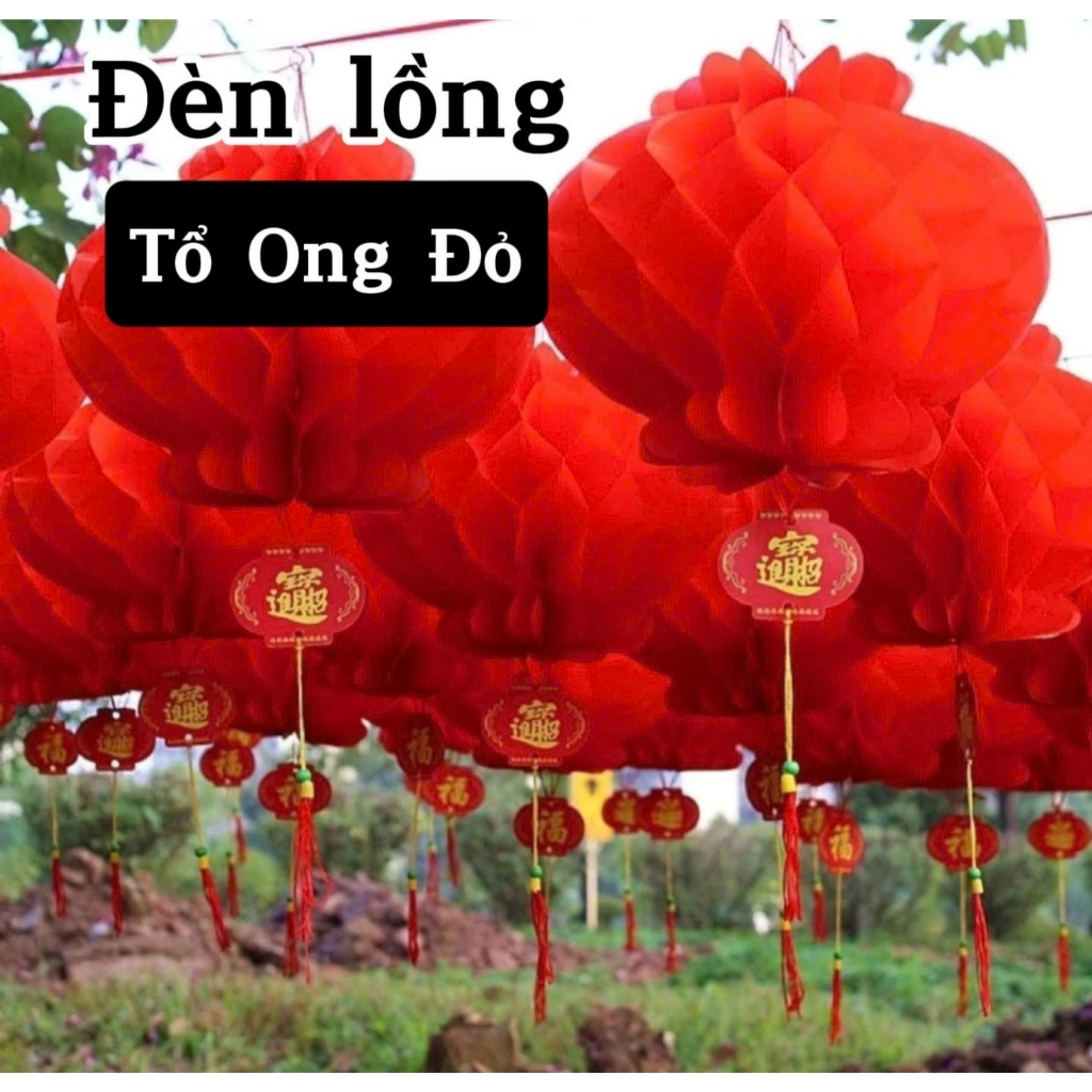 [ HOẢ TỐC ] COMBO 50 Đèn Lồng Đỏ Tổ Ong Đủ Size Lồng Đèn Nhựa Treo Trang Trí Lễ Tết Trung Thu Phong Cách Lễ Hội Tr