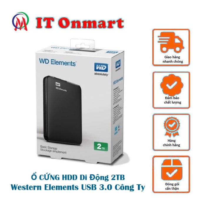 (Hỏa Tốc HCM) Ổ CỨNG BOX HDD Di Động 2TB Western Elements USB 3.0 Công ...
