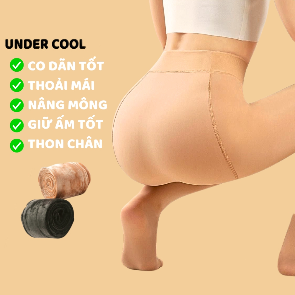 Quần tất lót nhung nỉ giữ nhiệt độ bó form gọn chân mùa Đông UNDERCOOL cực ấm chống rét đại hàn, lót lông nỉ nhung QT10