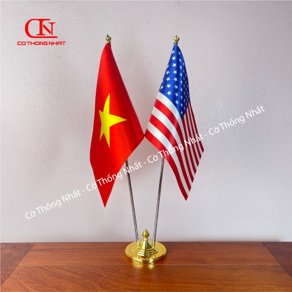 Cờ Để Bàn Đế Thép cán Inox kéo rút Loại cắm 2 cờ Việt Nam - Mỹ | Shopee ...