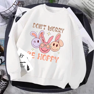 Áo Sweater Vui Nhộn Hình Mặt Thỏ Don`t Worry Be Hoppy Cho Bé Yêu, Vải Nỉ Cotton Ấm Mềm Mịn (M 13)