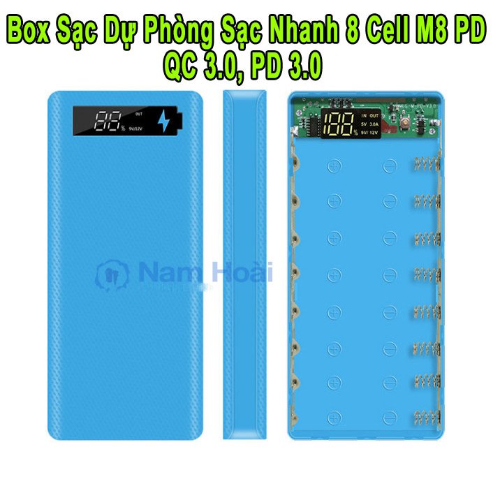 [HCM]Box sạc dự phòng 8 cell sạc nhanh QC 3.0 PD 3.0 M8 PD (không gồm ...