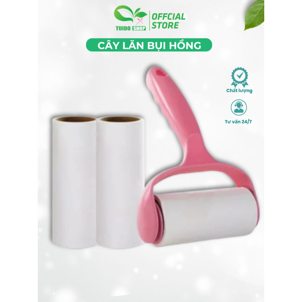 Cây lăn bụi hồng TUIDO SHOP lăn bụi cho quần áo, ga  giường đệm, sofa tiện lợi, nhanh chóng.