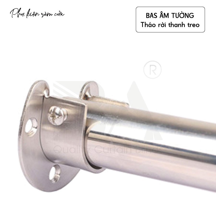 [1 Cái] Bas thanh treo rèm cửa âm tường Trụ đỡ thanh treo rèm inox ...