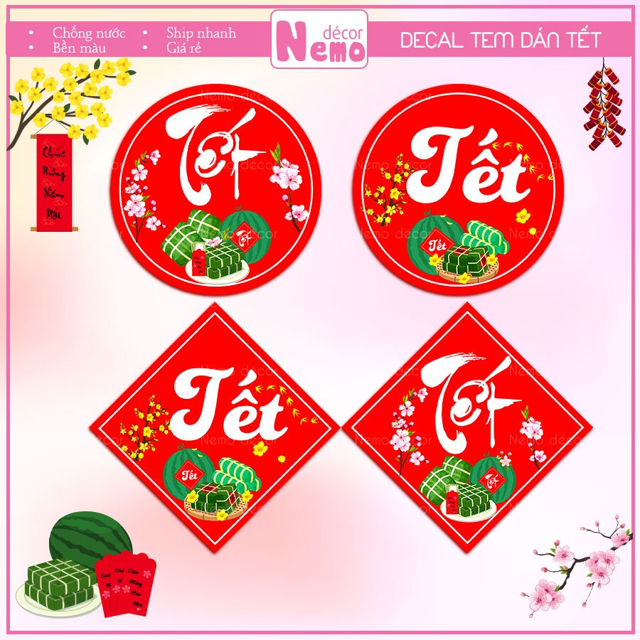 Tem Tết 2025, Tem Dán Decor Trang Trí Hộp Quà, Giỏ Quà, Hộp Bánh, Kẹo ...
