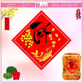 Tem Tết 2026, Tem Dán Decor Trang Trí Hộp Quà, Giỏ Quà, Hộp Bánh, Kẹo, Mứt Ngày Tết, Decal Tươi Sáng, Sẵn Keo Dán