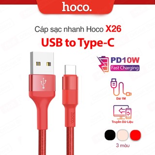 Cáp Sạc Nhanh Hoco X26 USB to TypeC Chống Đứt, Chống Gãy Dài 1m