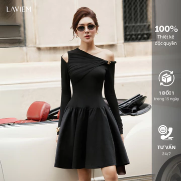 LAVIEM - Váy thiết kế dáng ngắn xòe chiết eo cut out vai cá tính - Libra Dress