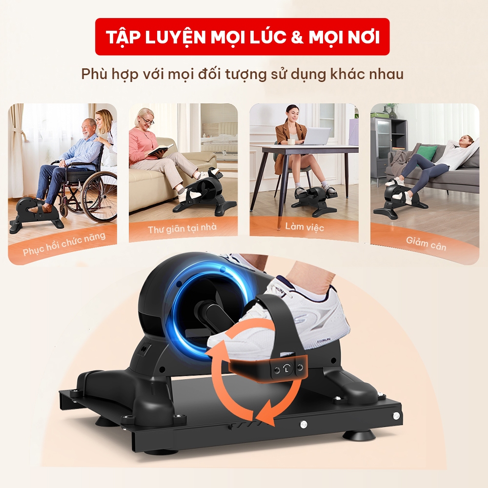 Xe đạp thể dục tại nhà, hỗ trợ phục hồi chức năng chính hãng GoodFit GF008MB, trợ lực điện