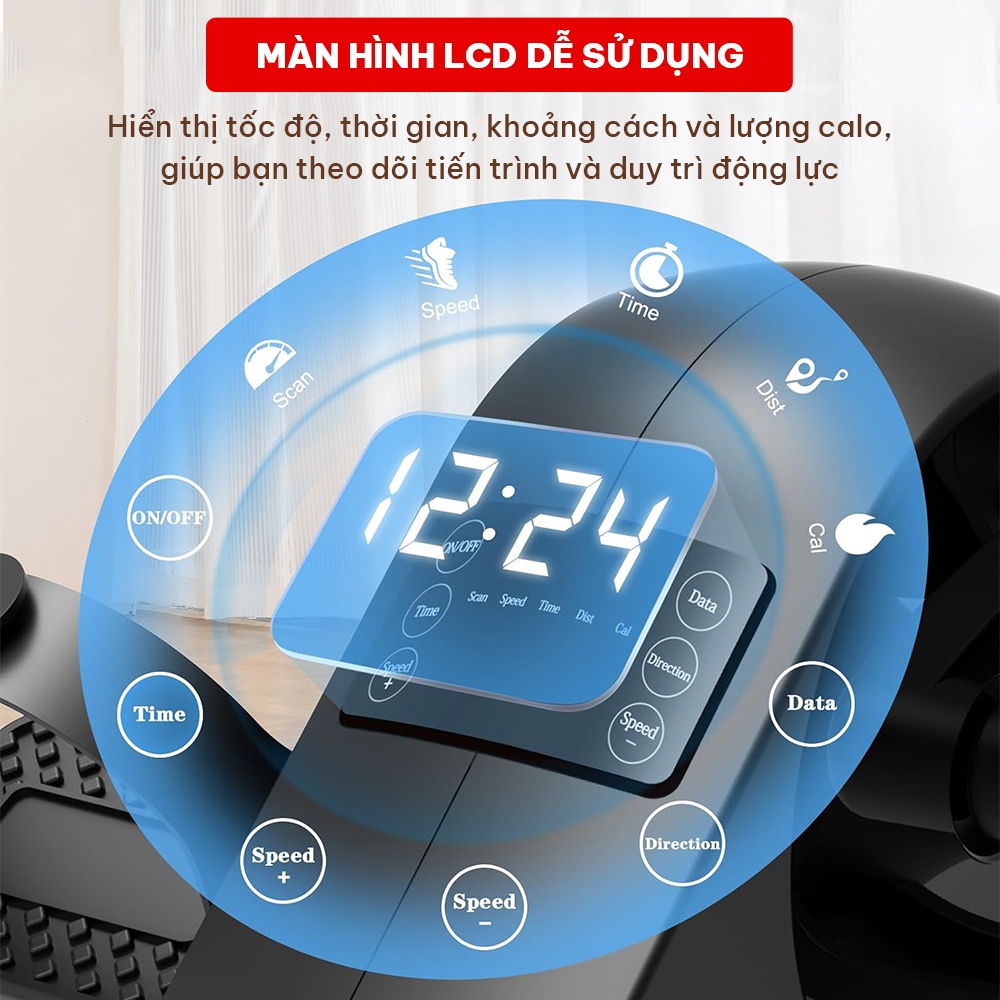 Xe đạp thể dục tại nhà, hỗ trợ phục hồi chức năng chính hãng GoodFit GF008MB, trợ lực điện