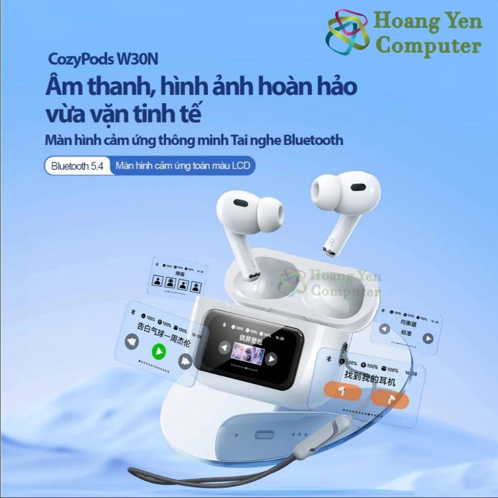 Tai Nghe Bluetooth Remax Cozypods W30N - Màn Hình Điều Khiển, Thời Lượng Pin 5 Giờ - BH 12 Tháng - Hoàng Yến