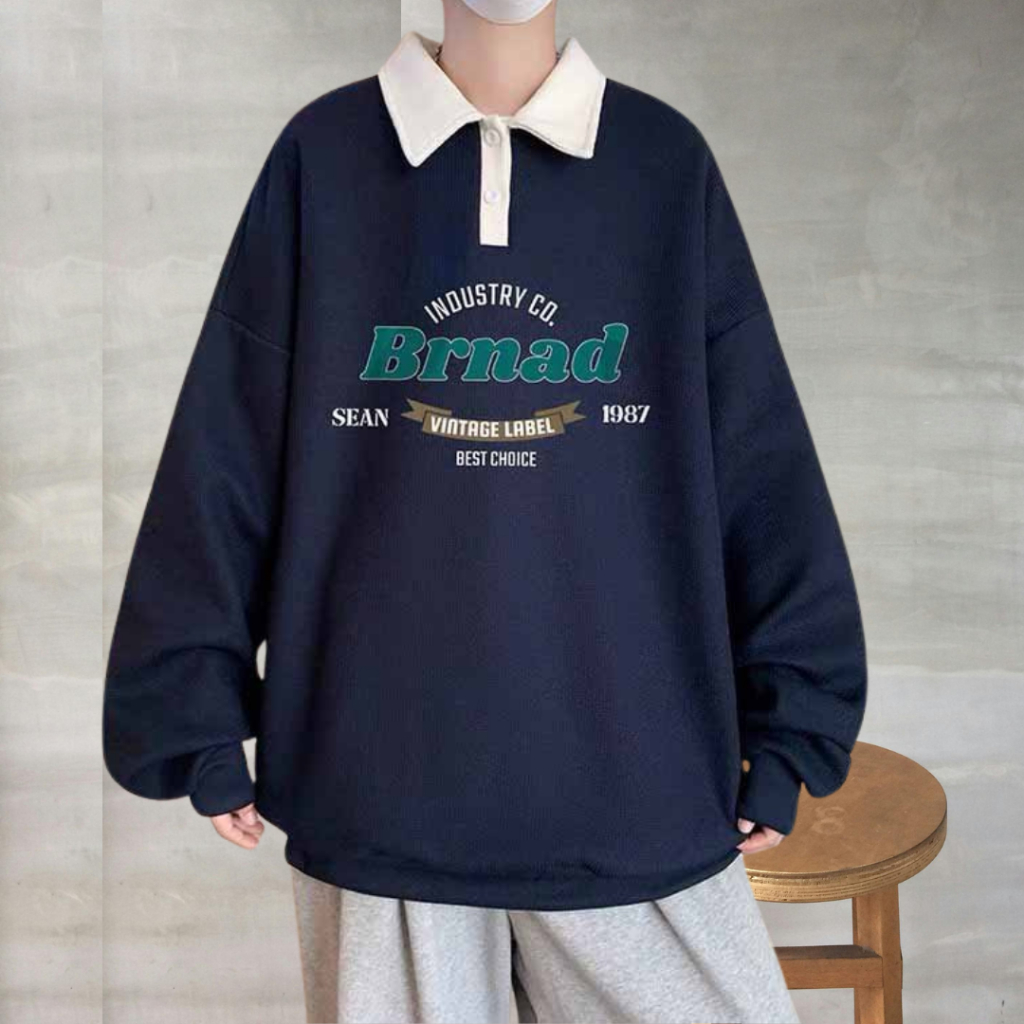 Áo Sweater polo BRNAD Nam Nữ Form Rộng Phối Layer Chất Nỉ Unisex Thời Trang Trẻ Trung k1