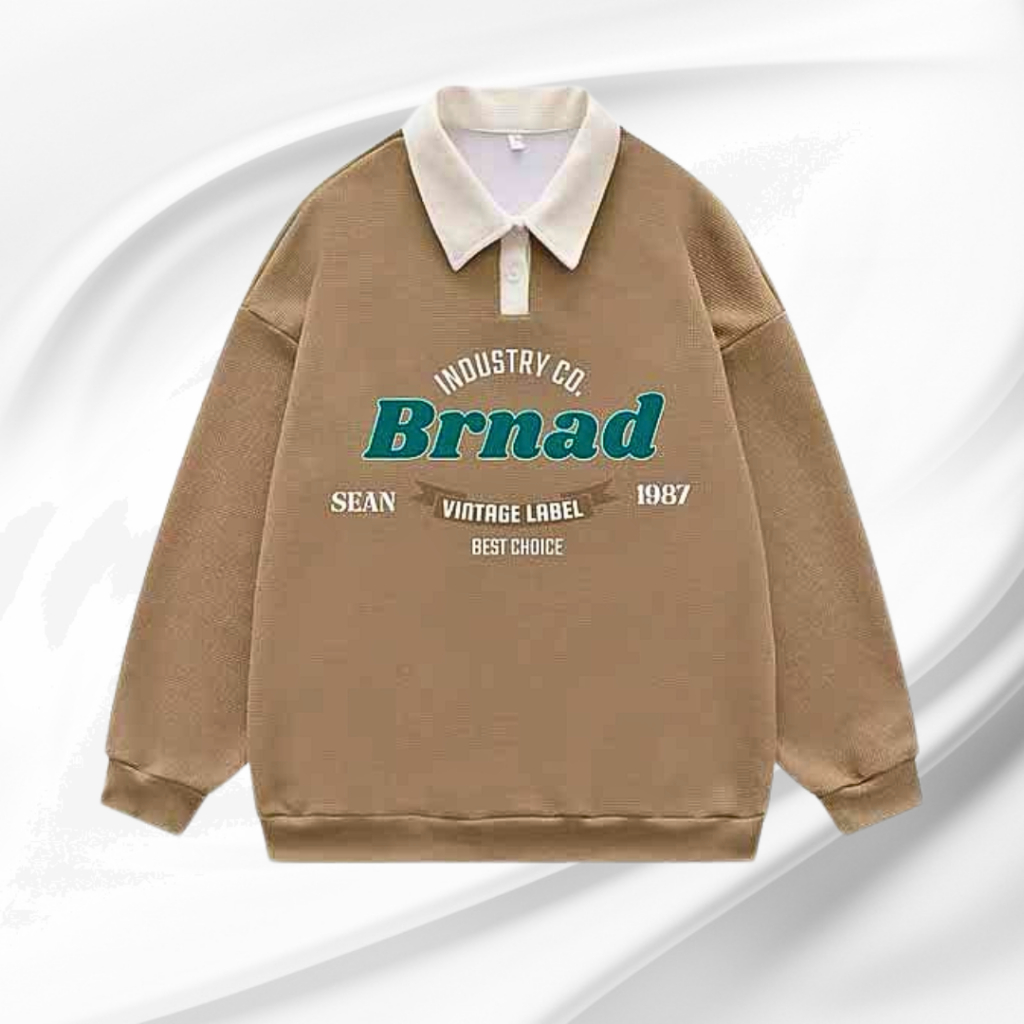 Áo Sweater polo BRNAD Nam Nữ Form Rộng Phối Layer Chất Nỉ Unisex Thời Trang Trẻ Trung k1