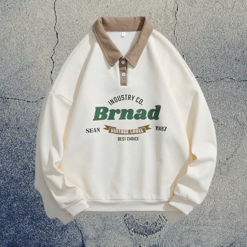 Áo Sweater polo BRNAD Nam Nữ Form Rộng Phối Layer Chất Nỉ Unisex Thời Trang Trẻ Trung k1