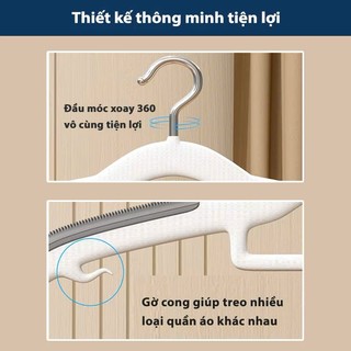 [COMBO 10] Móc treo quần áo chống trượt xoay 360 đa năng Móc nhựa cao cấp bền bỉ chịu vật nặng - MOCCHONGTUOT