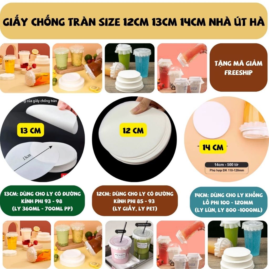 [Sỉ Rẻ nhất] Set 500 tờ giấy nến lót chống tràn ly trà sữa 12/13/14/15 cm phù hợp cho mọi loại ly -Có bán lẻ 100/50/10/5