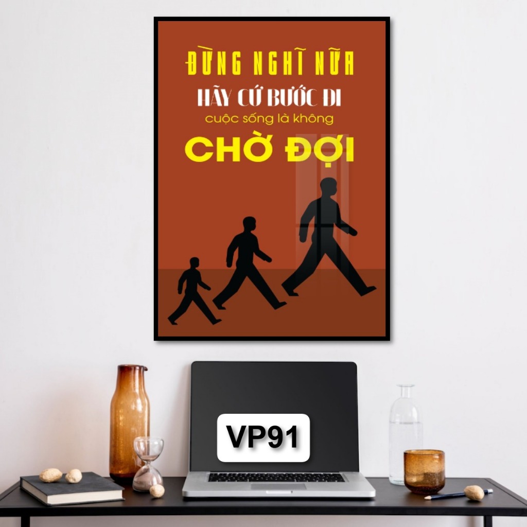 Tranh Slogan Treo Tường Động Lực Cổ Động Khẩu Hiệu Truyền Cảm Hứng Tranh Gỗ Tráng Gương Decor Văn Phòng