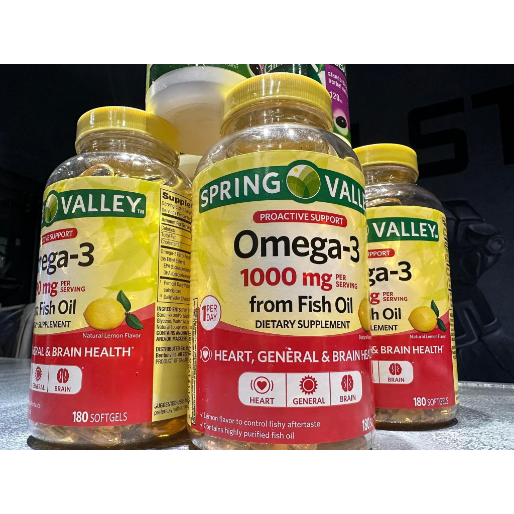 Spring Valley Omega-3 Fish Oil - Viên Dầu Cá Siêu Cô Đặc Vị Chanh Hỗ Trợ Tốt Trí Não Và Mắt
