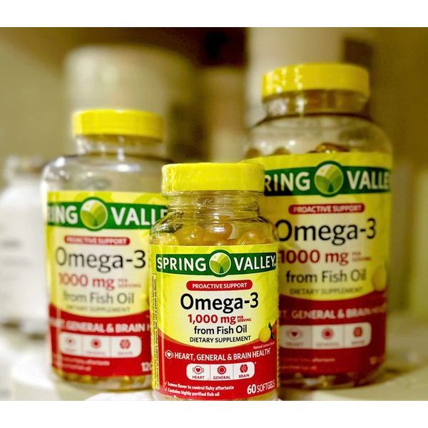 Spring Valley Omega-3 Fish Oil - Viên Dầu Cá Siêu Cô Đặc Vị Chanh Hỗ Trợ Tốt Trí Não Và Mắt