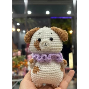 Cún len handmade - móc khoá hình chó - treo cặp, móc khoá, làm quà tặng - Diy