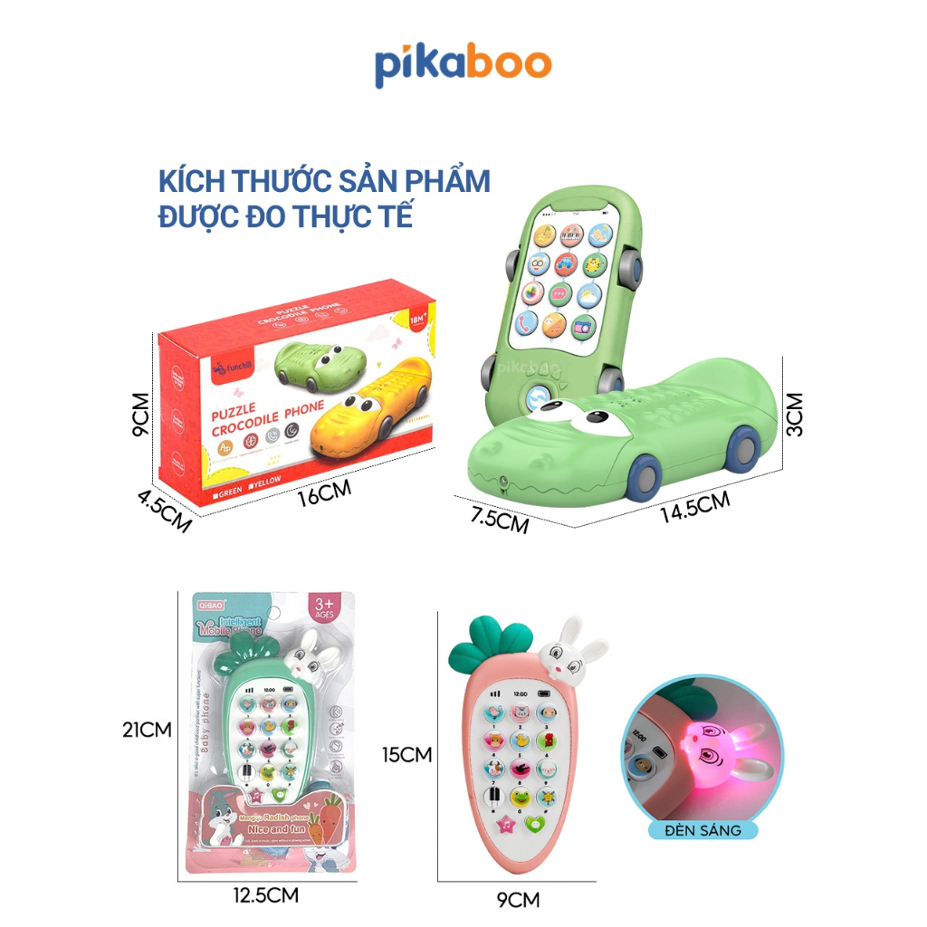 Ảnh Đồ chơi điện thoại thông minh mô hình cà rốt, ô tô cá sấu cho bé cao cấp Pikaboo đa dạng chức năng 3