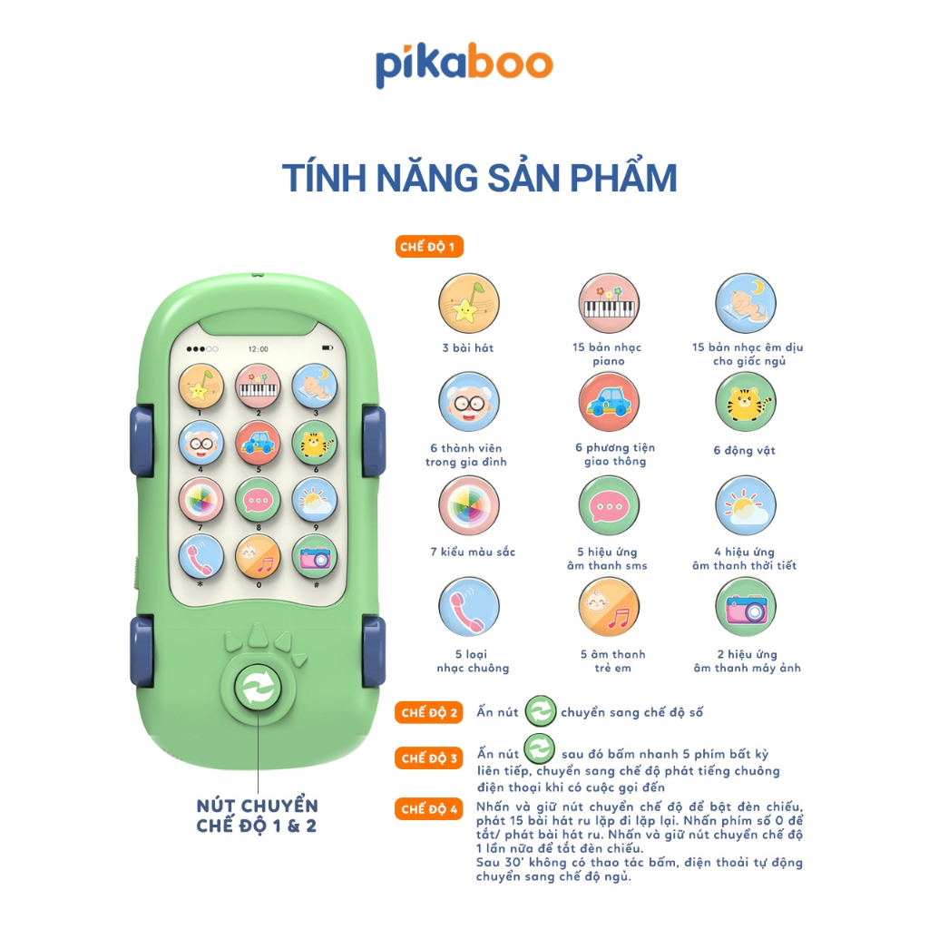 Ảnh Đồ chơi điện thoại thông minh mô hình cà rốt, ô tô cá sấu cho bé cao cấp Pikaboo đa dạng chức năng 4