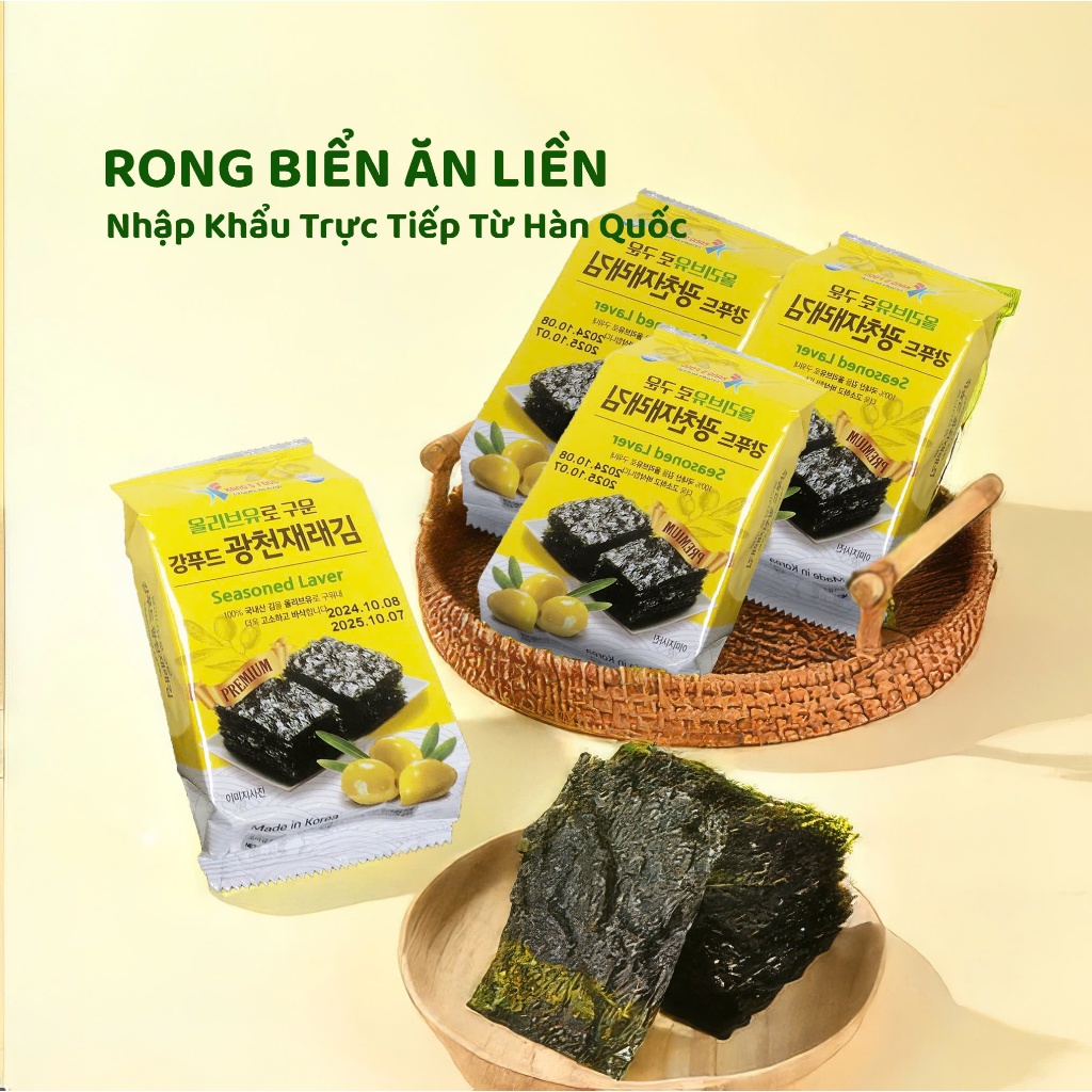 Thùng 72 gói rong biển ăn liền nhập khẩu Hàn Quốc vị oliu , truyền ...
