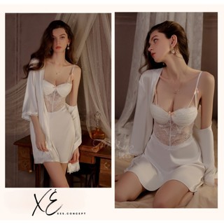 Váy lụa cao cấp phối ren lưới có đệm nâng vòng 1 dày đủ màu ( V1 )