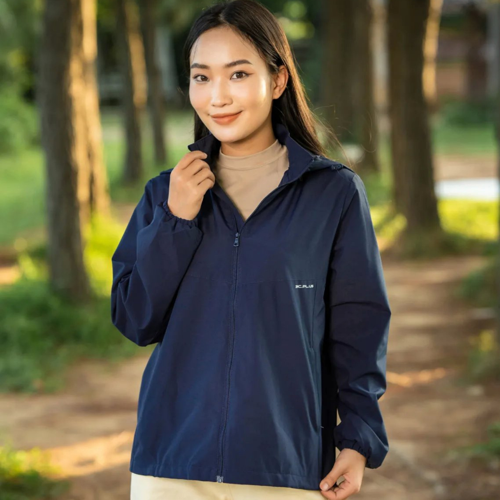 Áo khoác gió dù nữ 2 lớp áo khoác ngoài lót lưới 3C Plus vải gió tráng bạc kháng nước giữ ấm cơ thể mẫumới thu đông 2024