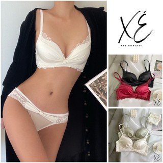 Đồ nội y (S8) - Bộ đồ lót lụa cao cấp nơ kiểu có mút nâng ngực tạo khuôn đủ màu
